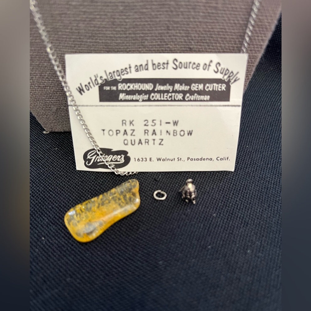 Vintage Grieger’s Lapidary Topaz Rainbow Quartz Make Your Own Necklace Kit